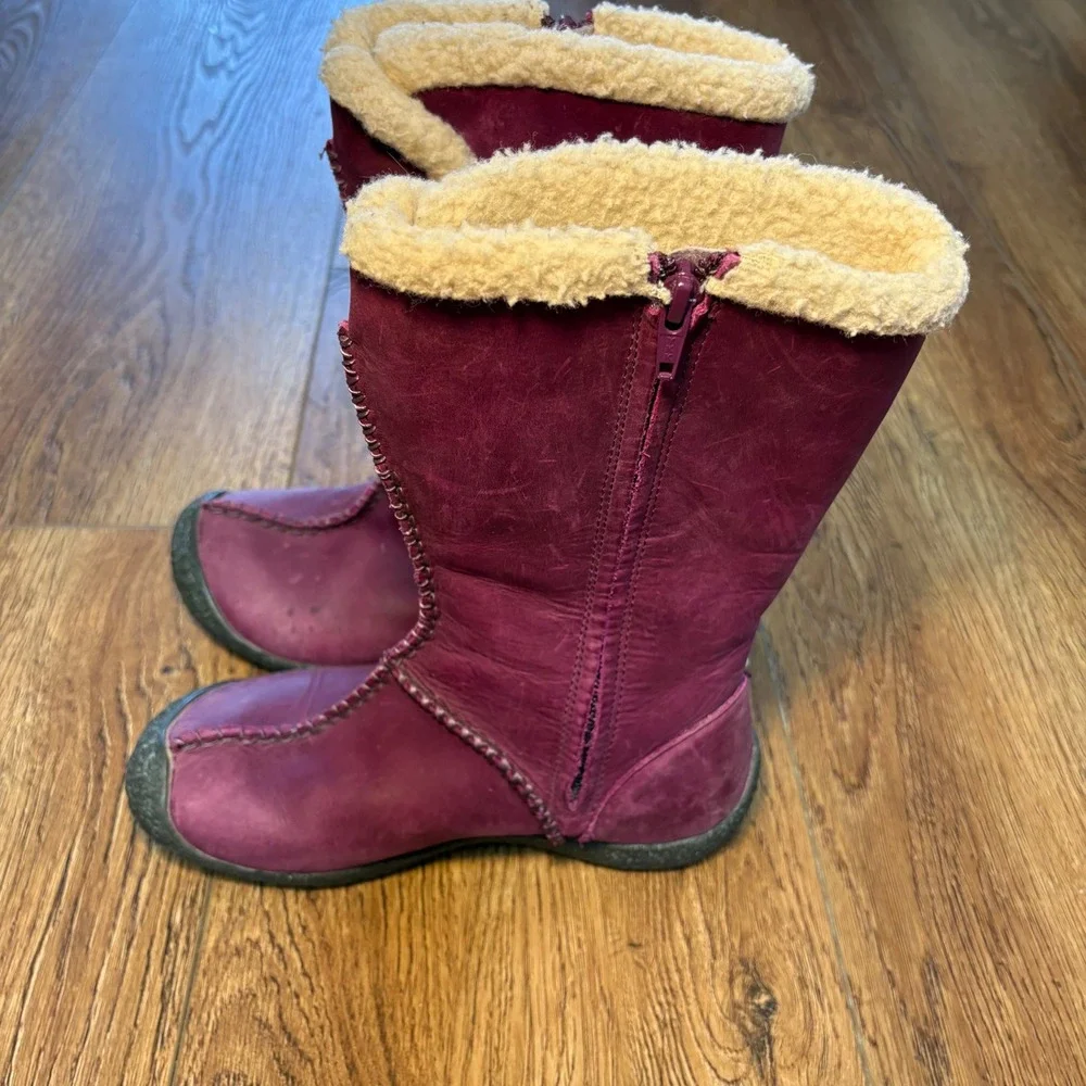 Keen Amar Purple Leather Toggle Mid-Calf Hiking Boots Womens 5‎ Sherpa Lined
